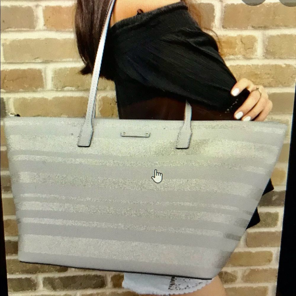 Kate Spade Silver and Gray Shimmery Tote